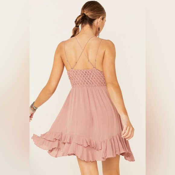 Free People Adella Pink Ruffled Slip Dress, XS NWT - Picture 3 of 4